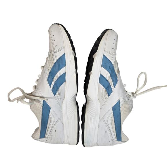 Reebok White Leather Women's 8 Athletic Shoes Blue Accents RB 409PYE Sneakers - Picture 5 of 10